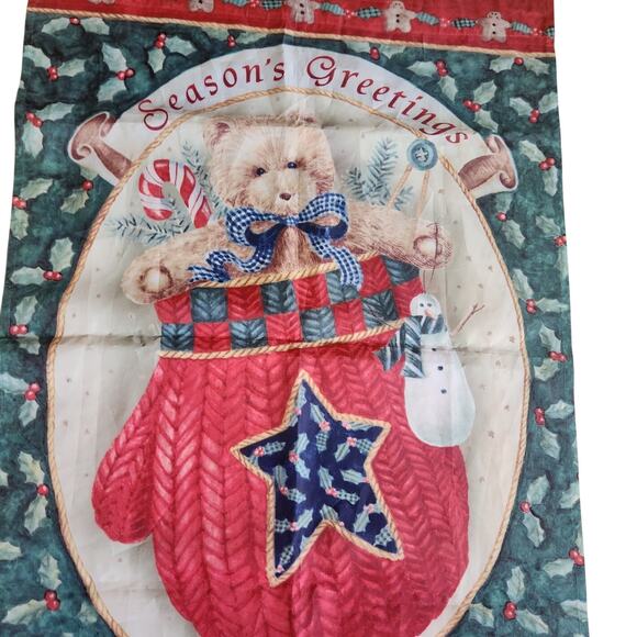 Vintage Vicky Howard "seasons greetings" flag 24x37 - Picture 3 of 4